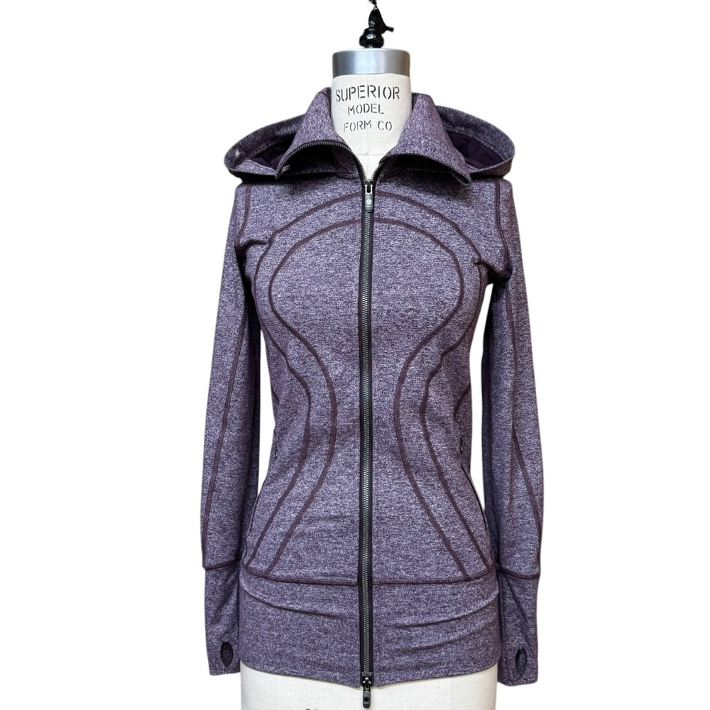 Lululemon Stride Jacket II Luon Hooded Size 4 Heathered Cherry Athleisure Yoga